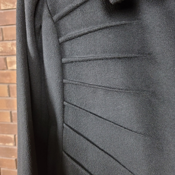 Calvin Klein black wool zip pea coat, sweater detail collar, petite 12 - Picture 6 of 12
